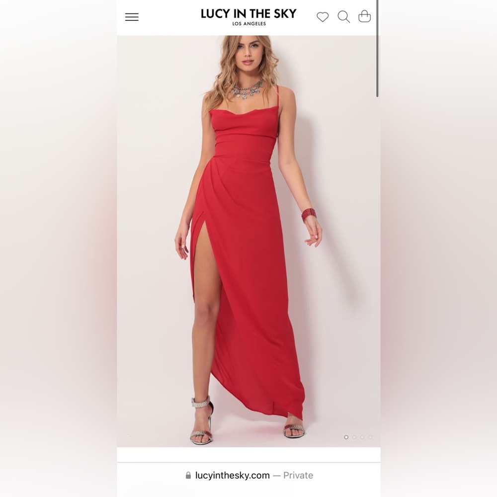 Lucy in the Sky Chiffon Luxe Maxi Dress in Red